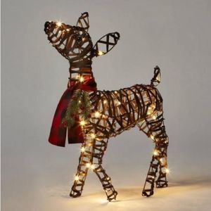 New LED lit rattan-look fawn with warm white led bulbs